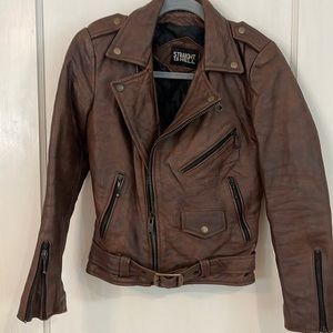 Brown Leather TRUE MOTO jacket